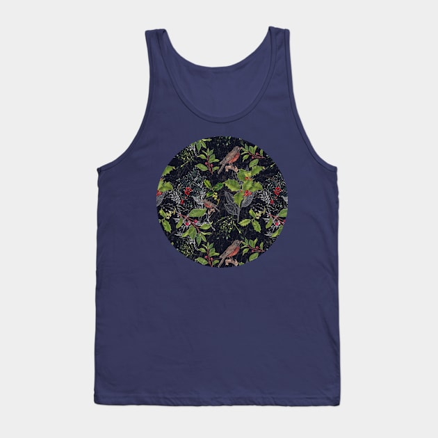 Christmas Botanical with Dark Background Tank Top by RoxanneG